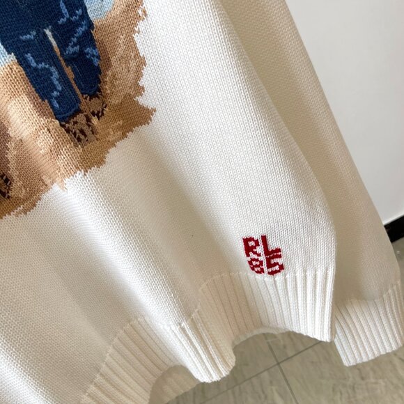 Polo Ralph Lauren Two bear pattern cotton men's knit sweater - Picture 8 of 10